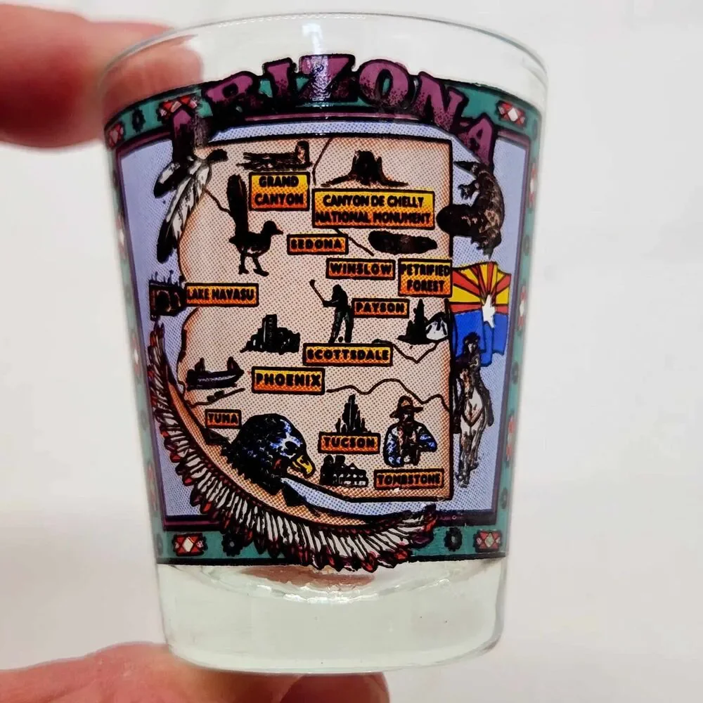 Arizona State Map Graphic Shot Glass Collectible Souvenir Grand Canyon Phoenix